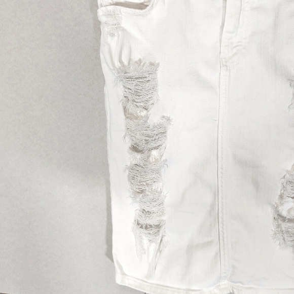 Current Elliot White Distressed Skirt Pencil Size UK 10 Waist 27in The Stiletto - Picture 4 of 11